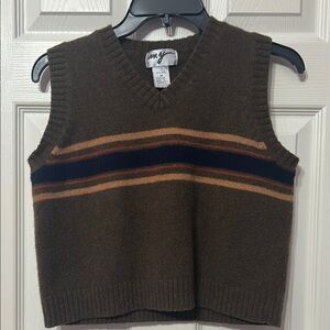 Envy Brown Knit Sweater Vest with Stripes